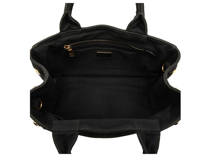 Prada Borsa Satchel Small Canvas Canapa Bijoux Nera Nero - vista 4