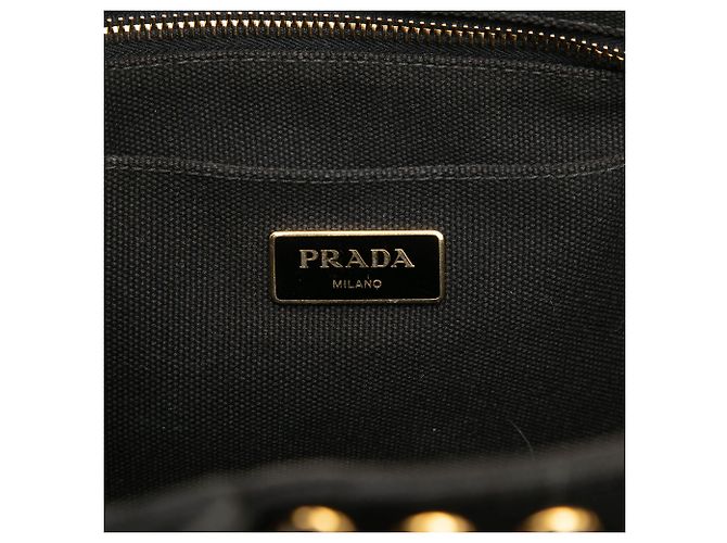 Prada Borsa Satchel Small Canvas Canapa Bijoux Nera Nero - vista 5