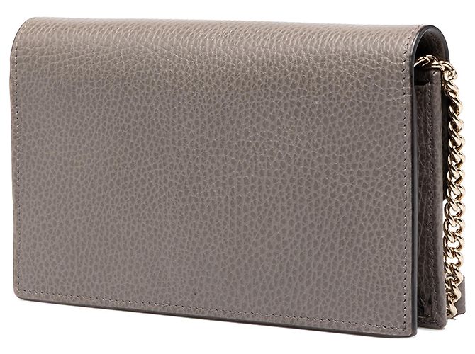 Cartera con cadena Gucci en piel de becerro Dollar gris con G entrelazadas - vista 2