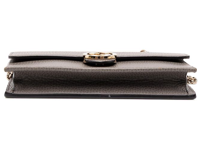 Cartera con cadena Gucci en piel de becerro Dollar gris con G entrelazadas - vista 3
