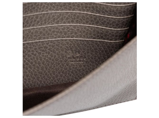 Cartera con cadena Gucci en piel de becerro Dollar gris con G entrelazadas - vista 5