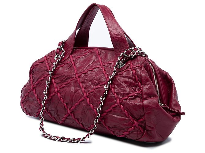 Bolsa Bowling Chanel Red CC em couro de bezerro acolchoado e amassado Ultra Stitch - vista 2