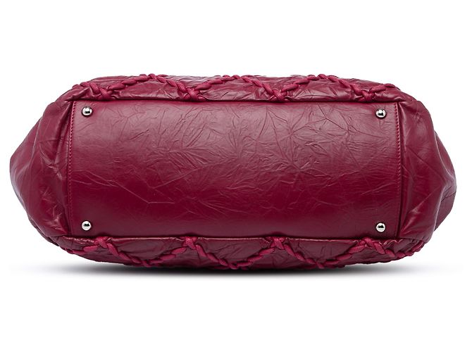 Bolsa Bowling Chanel Red CC em couro de bezerro acolchoado e amassado Ultra Stitch - vista 3