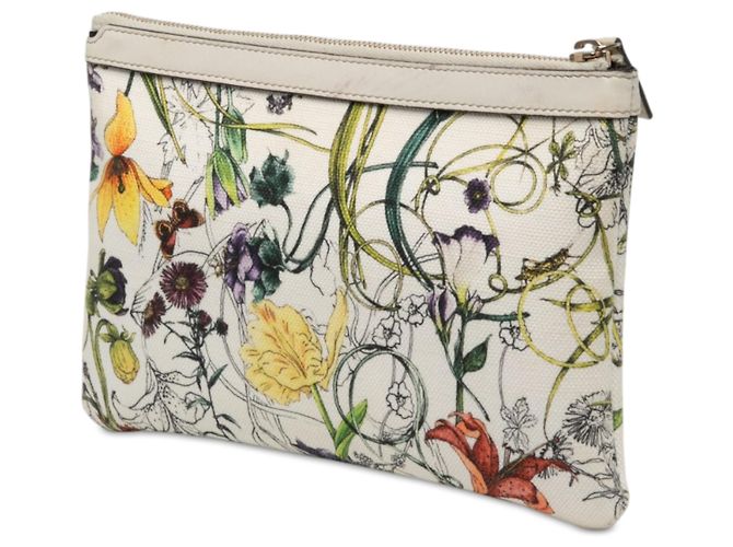 Clutch Gucci Flora Infinity de lona estampada blanca - vista 2