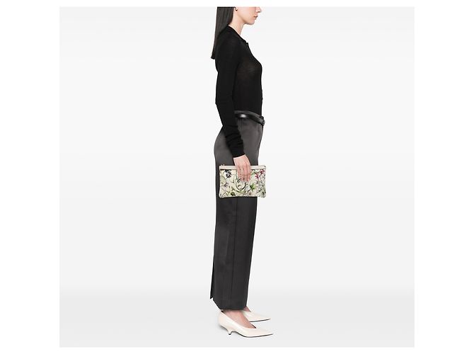 Clutch Gucci Flora Infinity de lona estampada blanca - vista 5