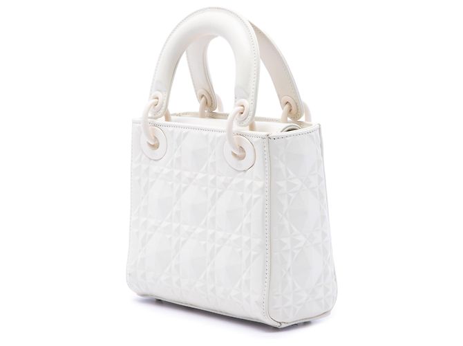 Dior White Mini Ultra Matte Calfskin Diamond Cannage Lady Dior Bianco - vista 2