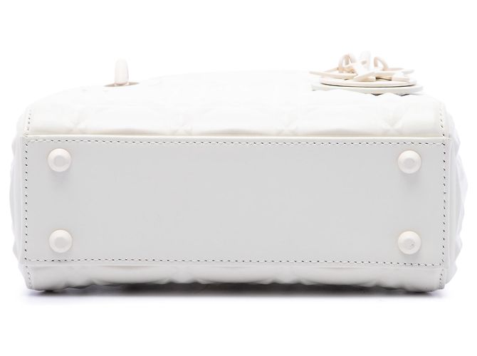 Dior White Mini Ultra Matte Calfskin Diamond Cannage Lady Dior Bianco - vista 3