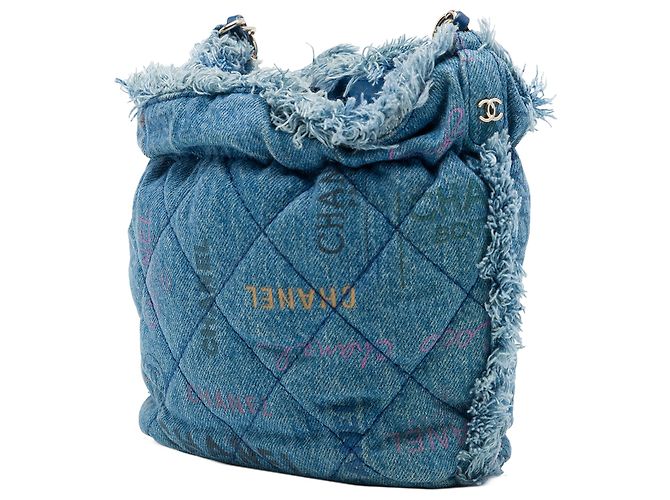 Borsa a secchiello Chanel Blue Small Quilted Denim Mood con catena - vista 2