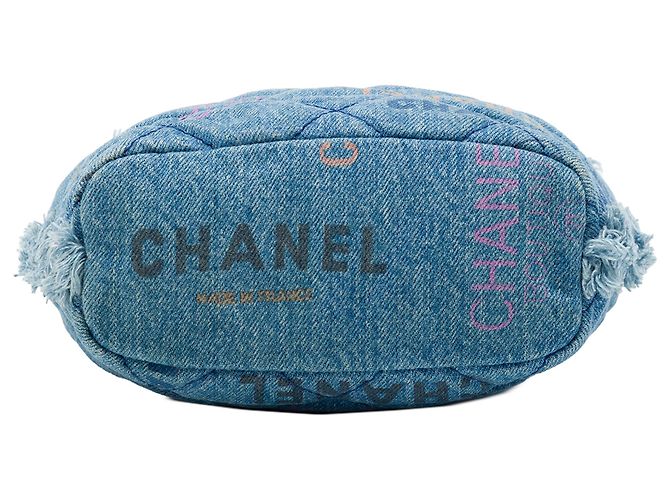 Borsa a secchiello Chanel Blue Small Quilted Denim Mood con catena - vista 3