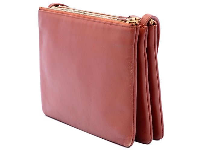 Céline Celine Trio Crossbody Large in pelle di agnello rossa Rosso - vista 2