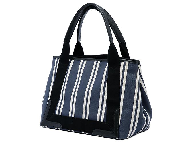 Balenciaga Blue Canvas Striped Navy Cabas S - vista 2