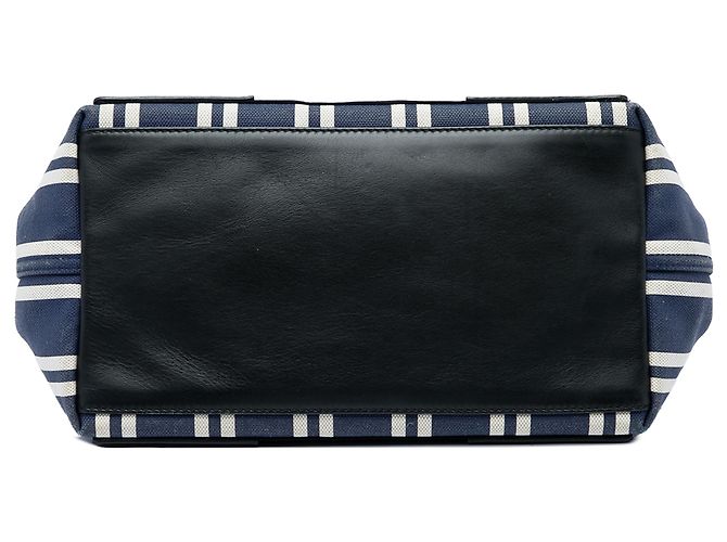 Balenciaga Blue Canvas Striped Navy Cabas S - vista 3