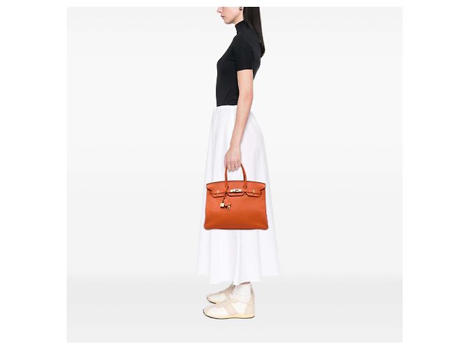 Hermès Orange Togo Birkin Retourne 35 Arancione - vista 6
