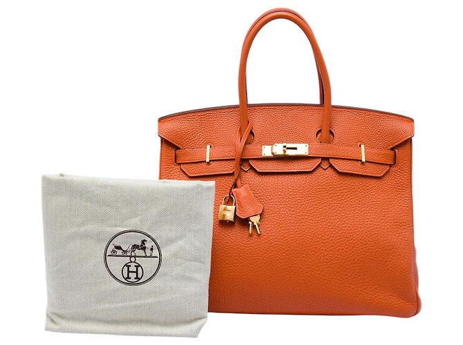 Hermès Orange Togo Birkin Retourne 35 Arancione - vista 7