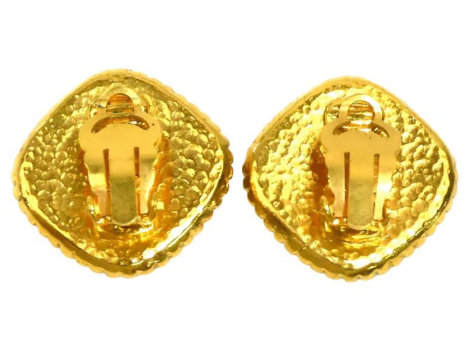 Orecchini a clip Chanel Gold CC placcati oro rhombus D'oro - vista 2