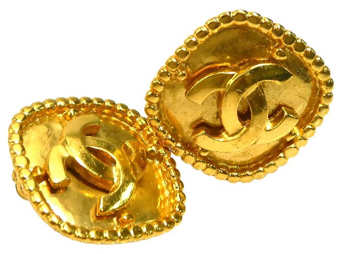 Orecchini a clip Chanel Gold CC placcati oro rhombus D'oro - vista 4