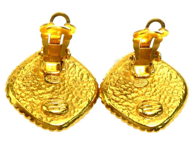 Orecchini a clip Chanel Gold CC placcati oro rhombus D'oro - vista 5