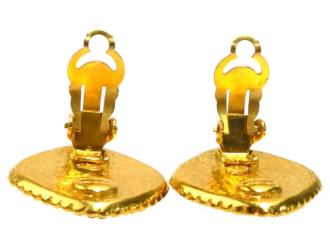 Orecchini a clip Chanel Gold CC placcati oro rhombus D'oro - vista 6
