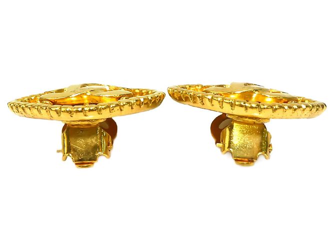 Orecchini a clip Chanel Gold CC placcati oro rhombus D'oro - vista 7