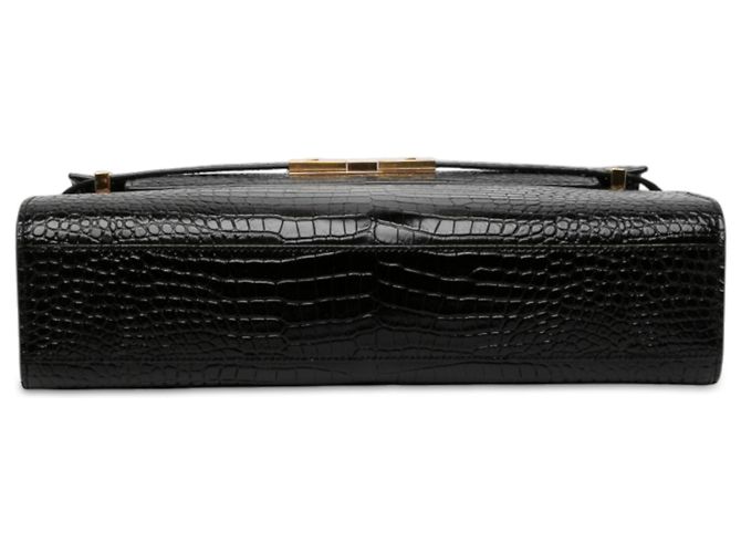 Autre Marque Borsa a spalla Manhattan Saint Laurent nera media in pelle embossed croc lucida - vista 3