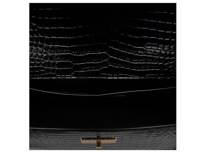 Autre Marque Borsa a spalla Manhattan Saint Laurent nera media in pelle embossed croc lucida - vista 4