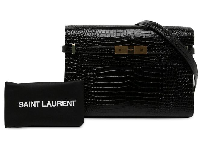 Autre Marque Borsa a spalla Manhattan Saint Laurent nera media in pelle embossed croc lucida - vista 6