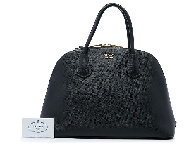 Prada Black Saffiano Cuir Dome Handbag - view 6