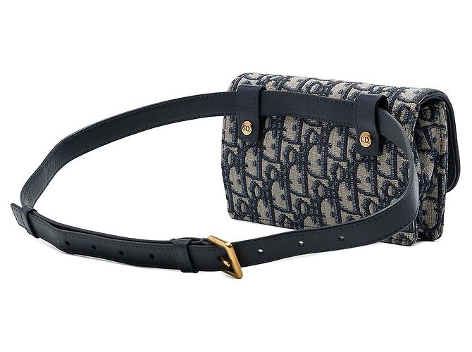 Dior Blue Oblique Canvas Saddle Belt Bag Navy blue - view 2