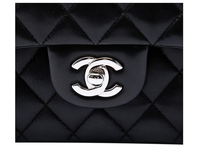 Chanel Black Medium Classic Lambskin Double Flap Nero - vista 5