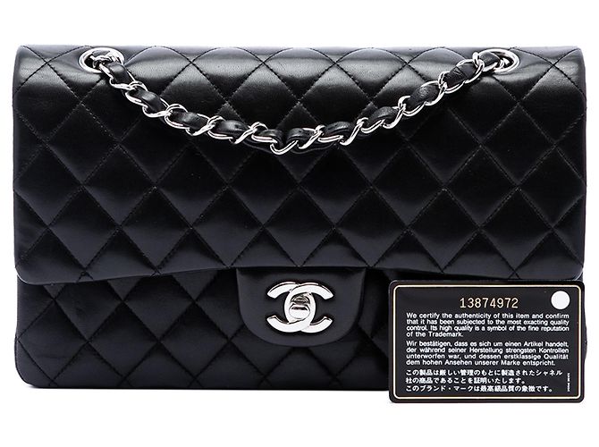 Chanel Black Medium Classic Lambskin Double Flap Nero - vista 7