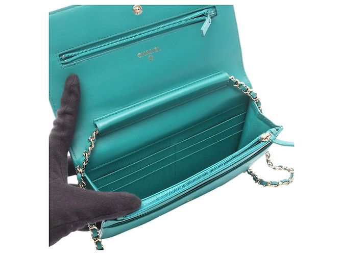 Cartera Chanel Blue CC Quilted Lambskin Wallet On Chain Azul Azul marino - vista 3