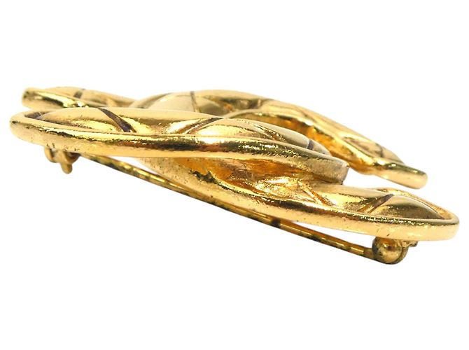 Spilla trapuntata Chanel Gold CC placcata oro D'oro - vista 6