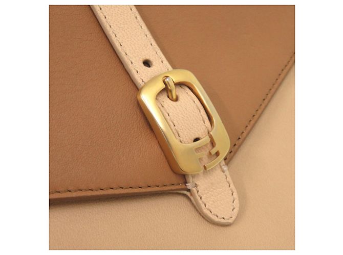 Clutch a Busta Chameleon Fendi in pelle bicolore beige - vista 23