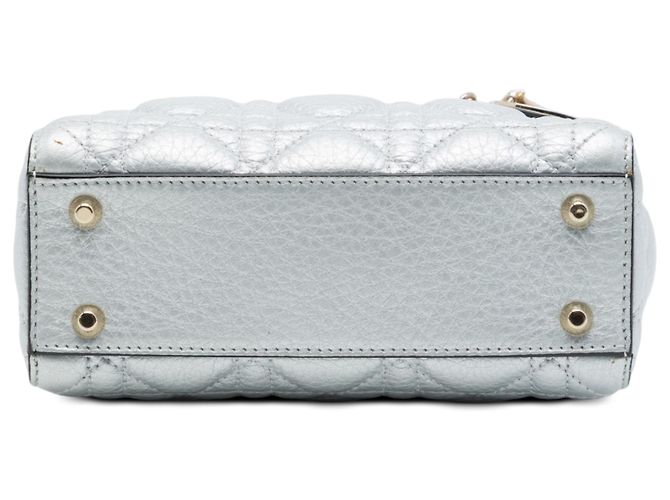 Dior Silver Mini Metallic Calfskin Cannage Supple Lady Dior Argento - vista 3