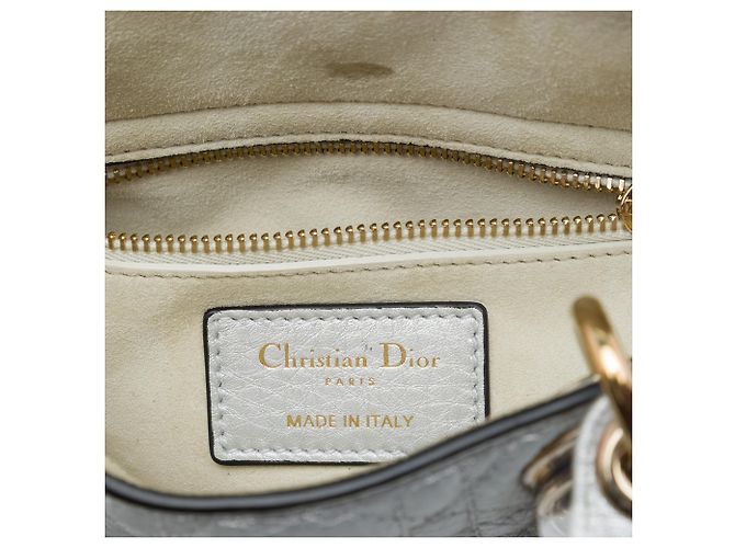 Dior Silver Mini Metallic Calfskin Cannage Supple Lady Dior Argento - vista 5