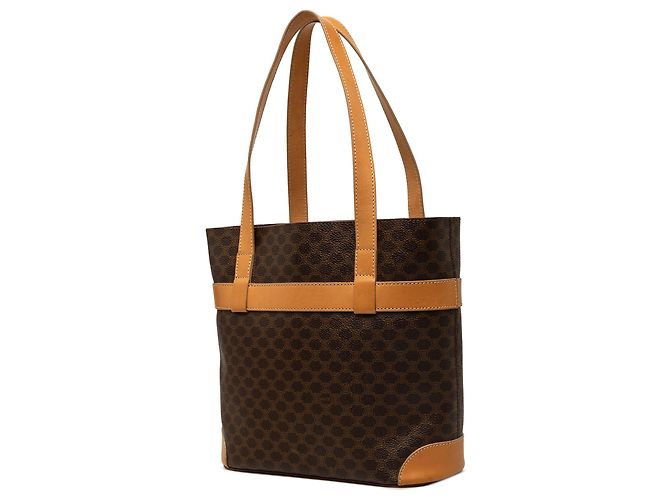 Céline Tote Celine Brown Macadam Coated Canvas Marrone - vista 2