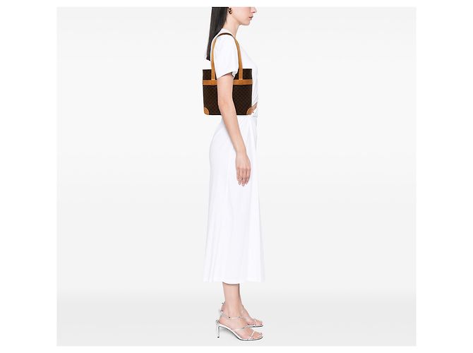 Céline Tote Celine Brown Macadam Coated Canvas Marrone - vista 7