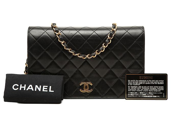 Chanel Black Small CC Quilted Lambskin Full Single Flap Nero - vista 7