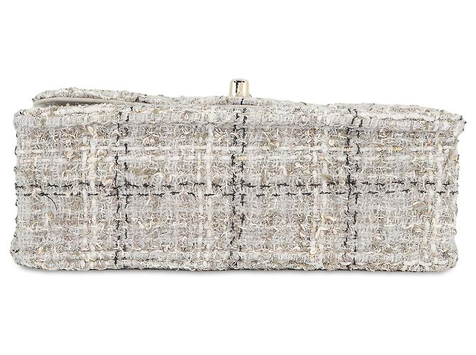 Chanel Gray Mini CC Quilted Tweed Chain Handle Flap - vista 3