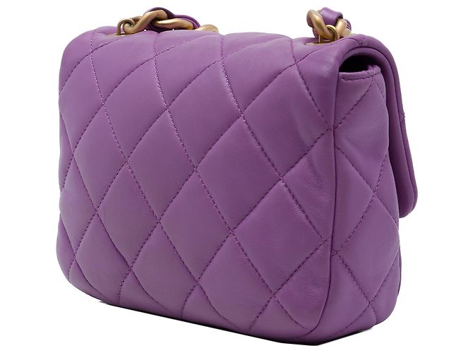 Chanel Mini Quilted Lambskin Lacquered Chain Flap Púrpura - vista 2