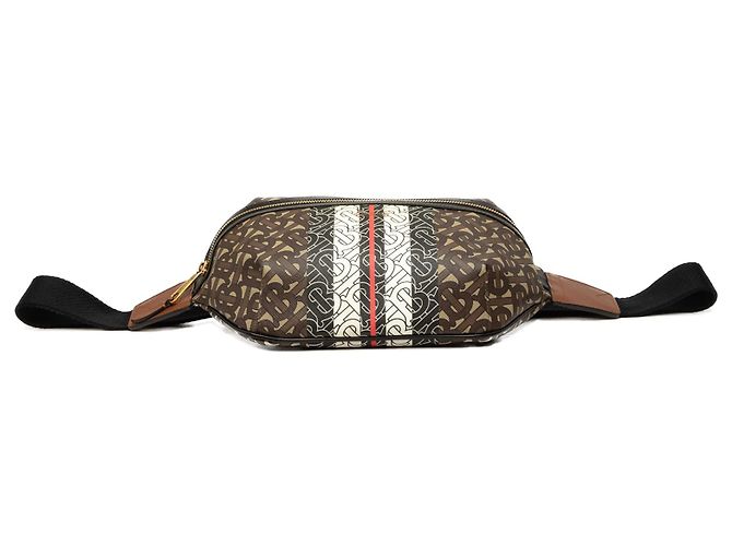 Bolso cinturón Burberry Brown TB Monogram E Canvas Stripe Sonny Castaño - vista 3