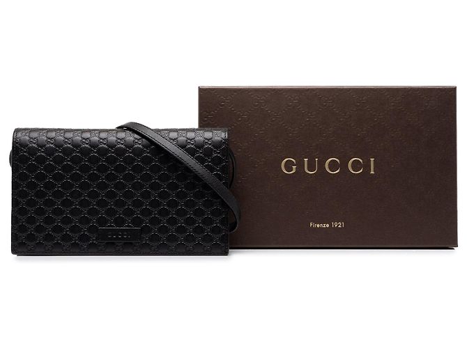 Cartera con correa Gucci Black Microguccissima Negro - vista 7