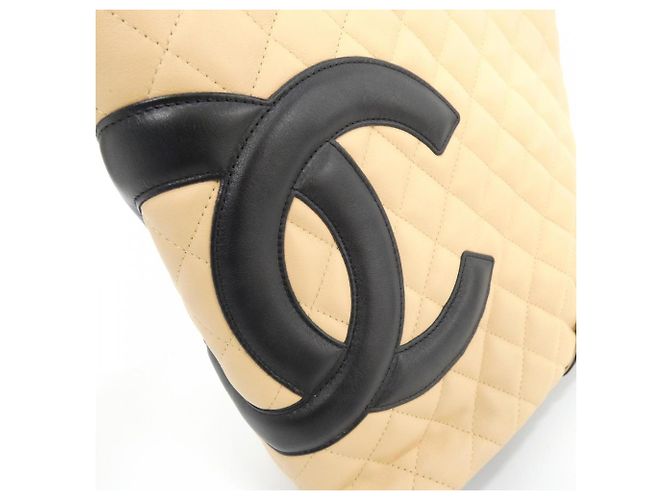 Borsa Chanel Cambon Line 25167 Nero Beige - vista 4