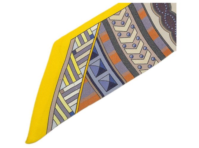 Hermès Hermes Twilly Colliers de Chiens Scarf Multicolore Giallo - vista 3