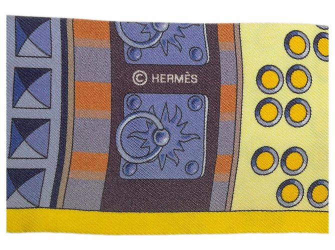 Hermès Hermes Twilly Colliers de Chiens Scarf Multicolore Giallo - vista 5