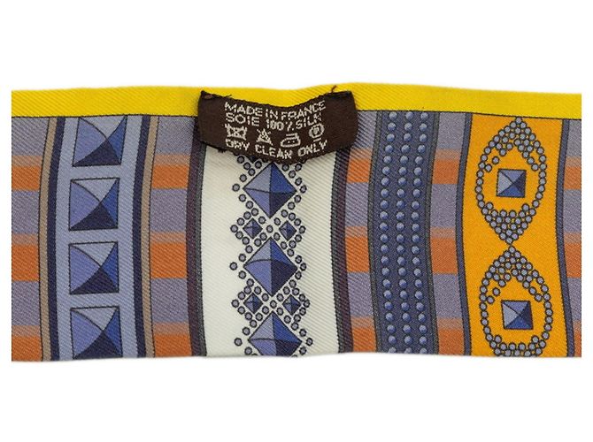 Hermès Hermes Twilly Colliers de Chiens Scarf Multicolore Giallo - vista 6