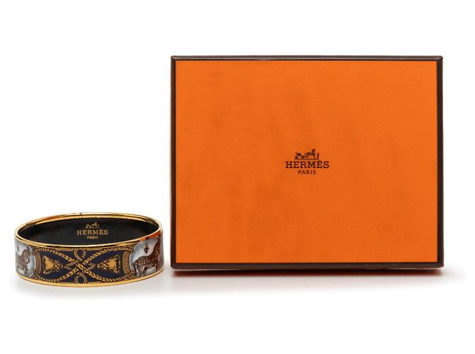 Hermès Bracciale Hermes Enamel GM Cloisonné Multicolore D'oro - vista 6