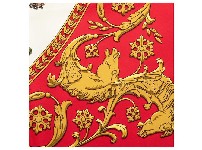 Hermès Hermes Carre 90 LA PROMENADE DE LONGCHAMPS Schal Rot Mehrfarben - Ansicht 4
