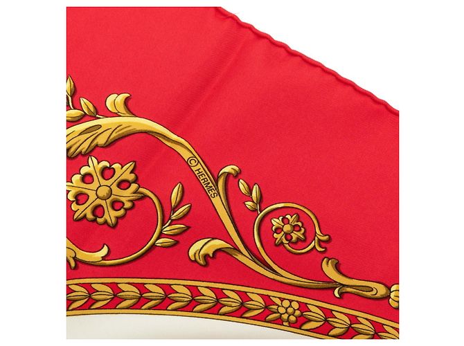 Hermès Hermes Carre 90 LA PROMENADE DE LONGCHAMPS Schal Rot Mehrfarben - Ansicht 5