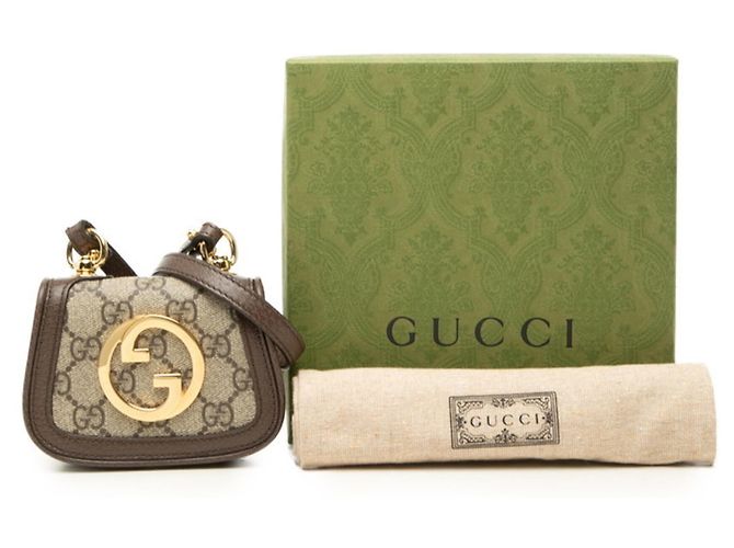 Borsa a tracolla Gucci GG Supreme Interlocking G Blondie Marrone - vista 7